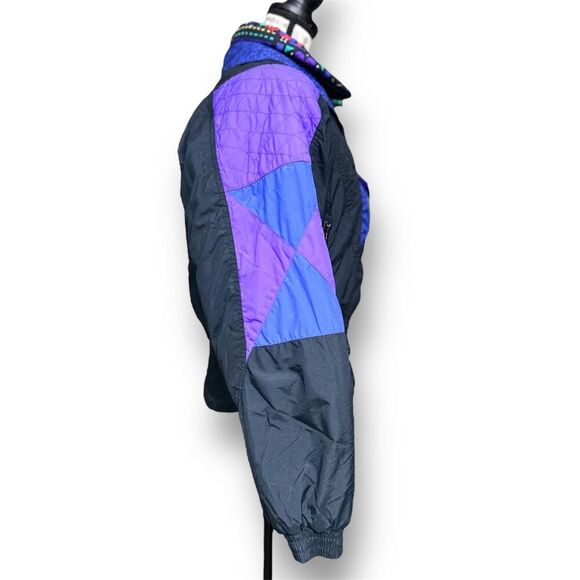 Vintage Edelweiss Skiwear Women’s Ski Bunny Bomber Jacket M Black Purple Retro - Picture 6 of 10